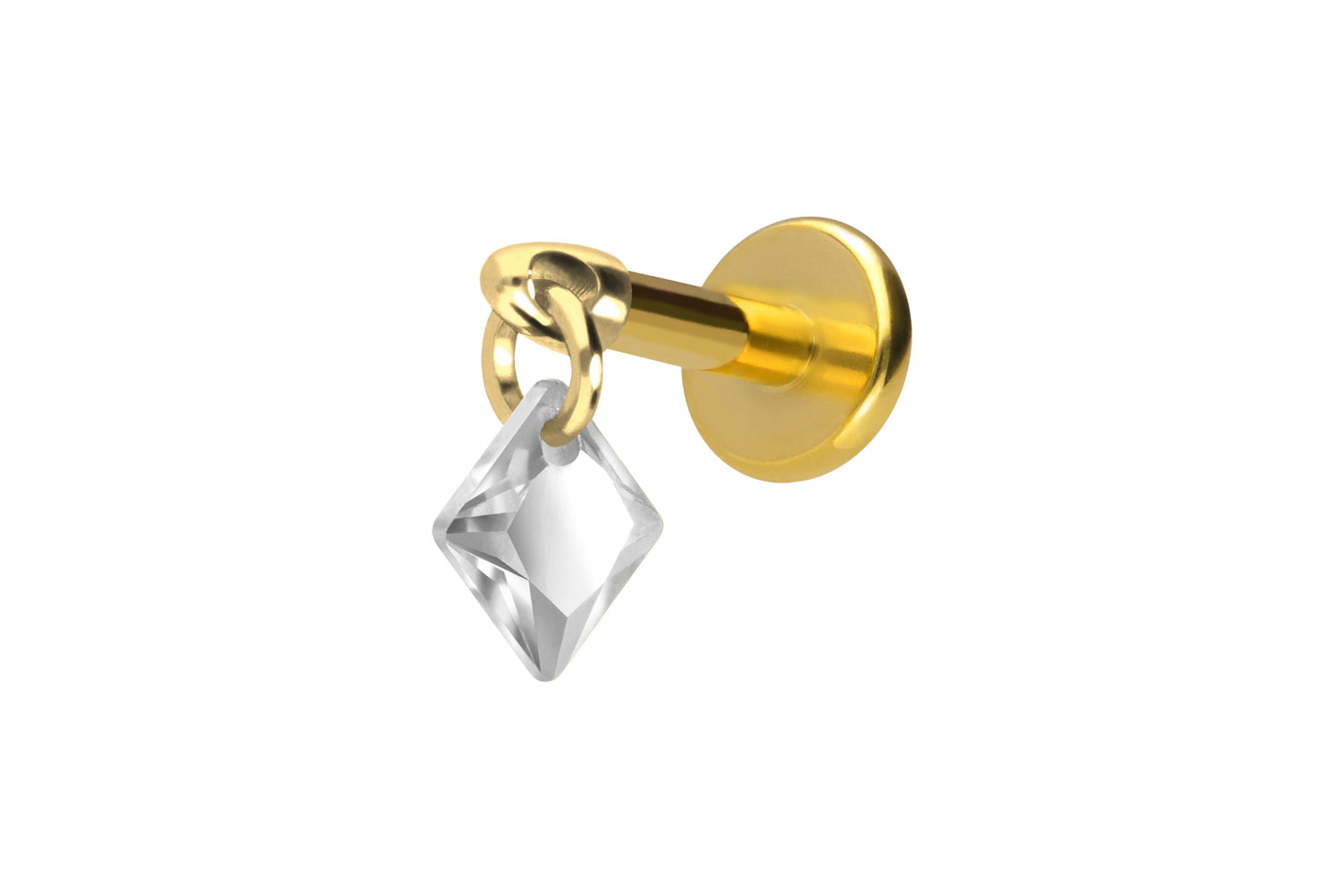 Titan Labret Piercing mit Innengewinde KRISTALLQUADRAT